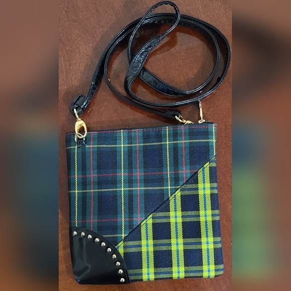 LIMITED EDITION MAC PLAID CROSSBODY STUDDED MESSENGER BAG - Picture 5 of 9